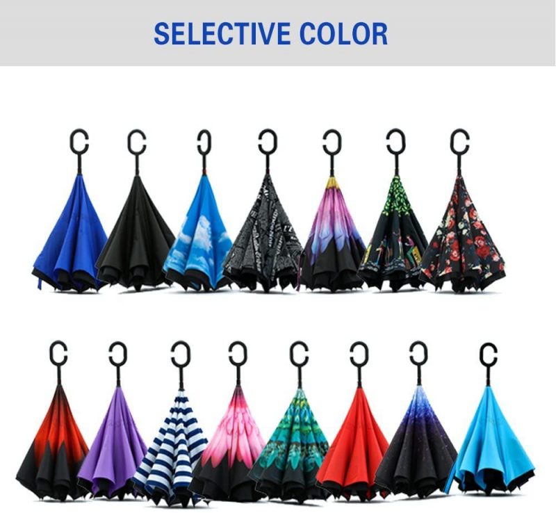 Double Layer Inverted Umbrella with C-Shaped Handle