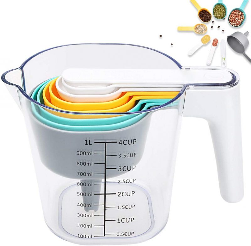 Nesting Measuring Cups and Spoons Set with Funnel BPA Free Dishwasher Safe