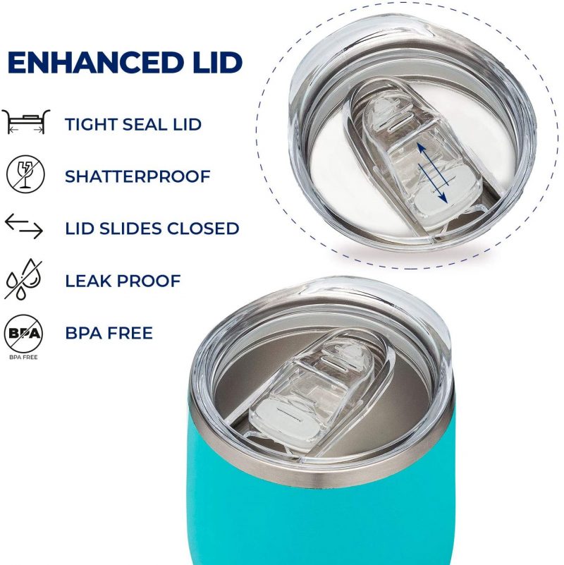 Stainless Steel Stemless Wine Glass with Lid