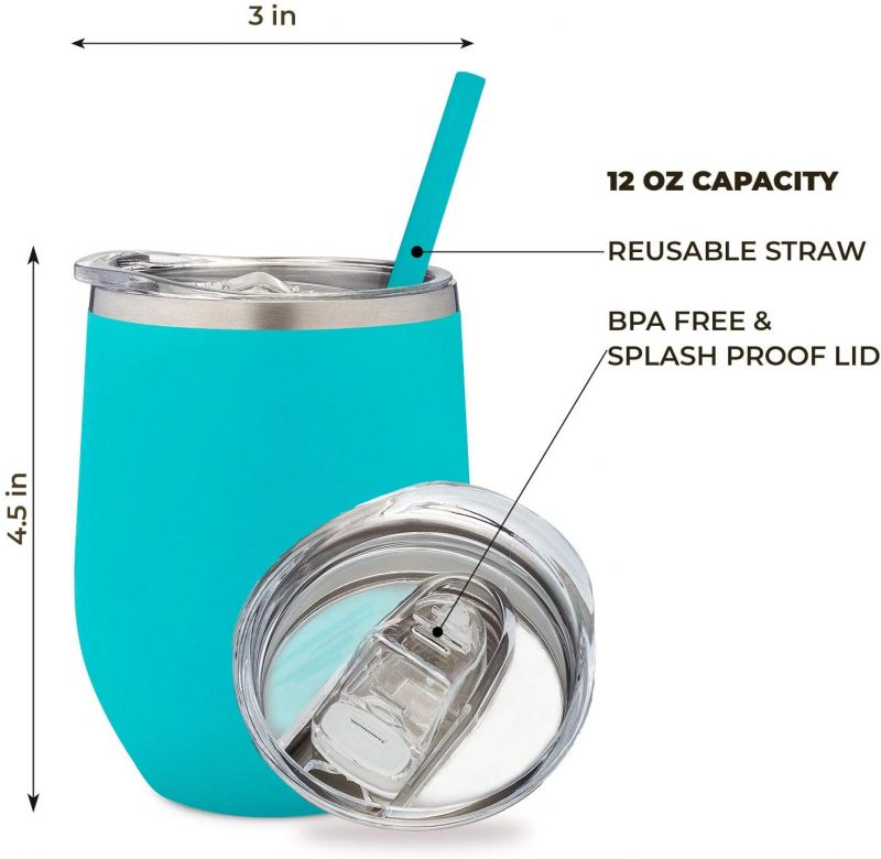 Stainless Steel Stemless Wine Glass with Lid