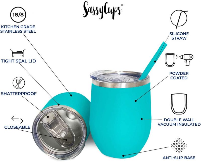Stainless Steel Stemless Wine Glass with Lid