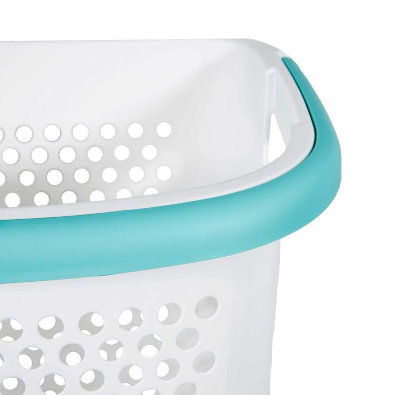 2.0-Bu. Rolling Laundry Hamper Container Bin Storage in White Features Pop-Up Handle