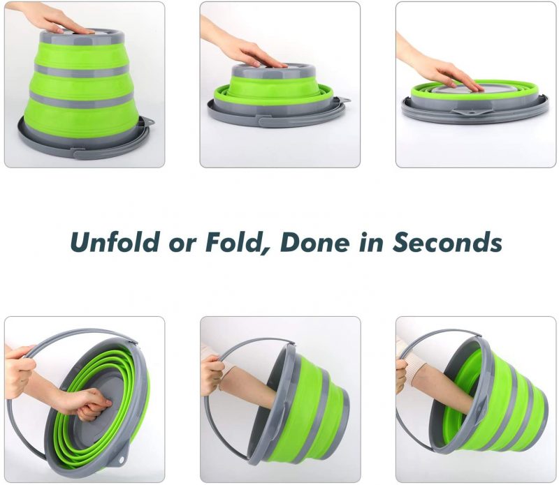 Folding Bucket, 2.65Gal/10L Portable Collapsible Bucket